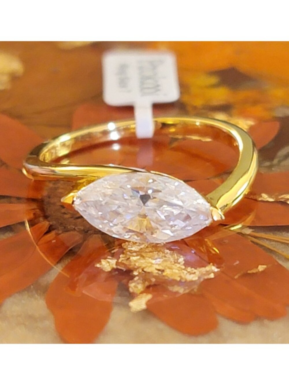 2CT Marquise Moissanite Ring 14K Gold Plated 925 Silver Size 7 GRA